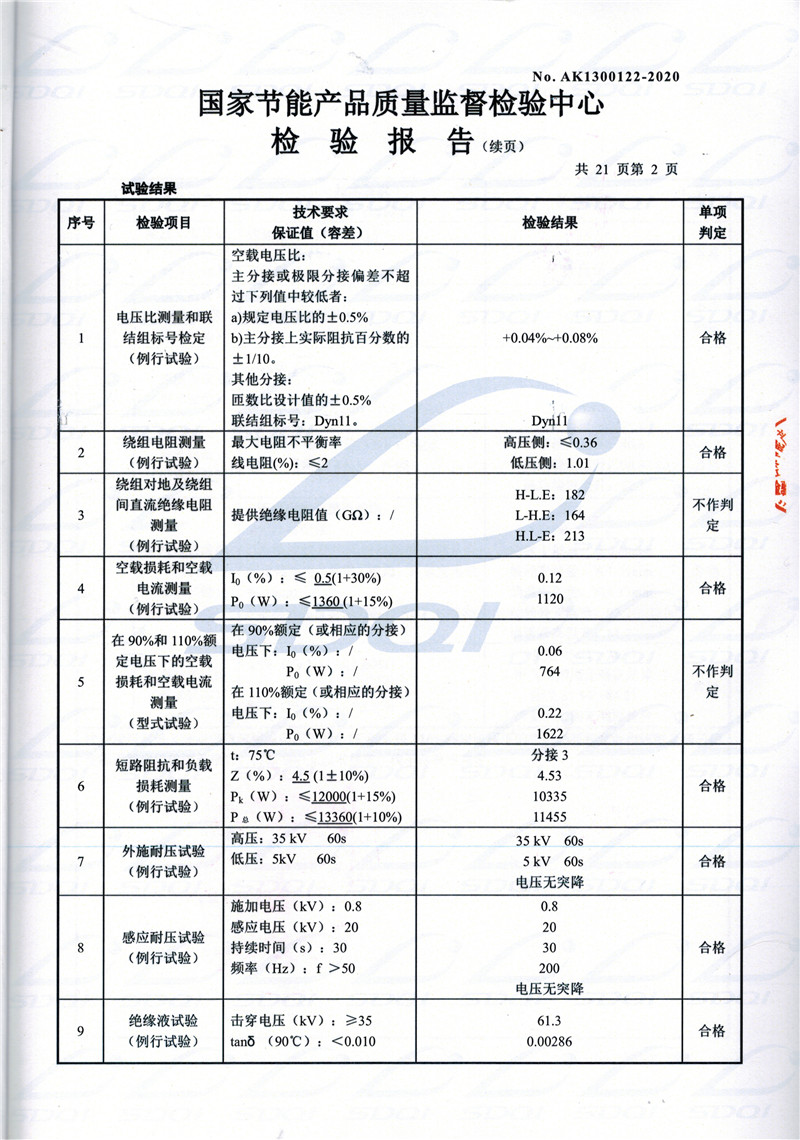 高低压试验报告-S11-1250福田福田福田油浸式变压器-2.jpg